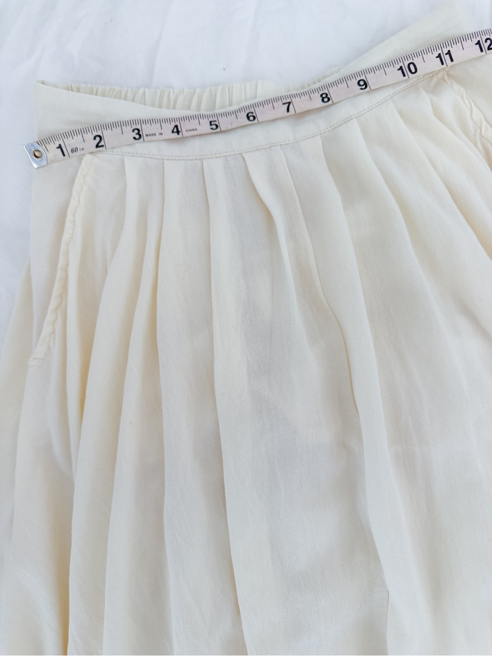 By Together Cream Midi Skirt | Flowy Pockets Elastic Waist Boho Cottagecore - Picture 7 of 8